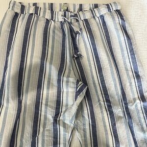 J. Crew Blue and White Striped Wide Leg Pants